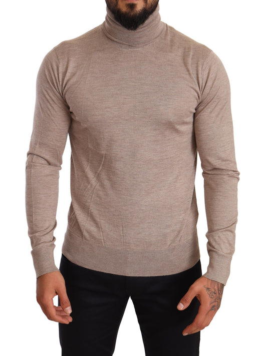 Dolce &amp; Gabbana Beige Turtleneck Cashmere-Silk Blend tröja