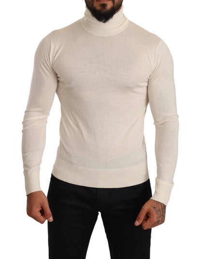 Dolce &amp; Gabbana Ivory Cashmere-Silk Blend Turtleneck-tröja