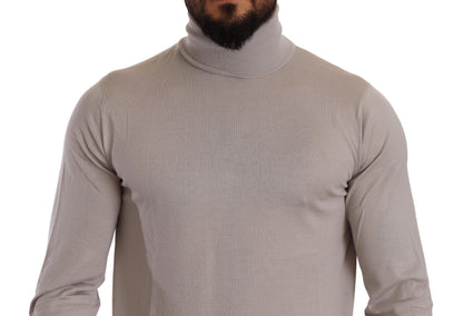 Dolce &amp; Gabbana Elegant Ljusblå Cashmere Turtleneck-tröja