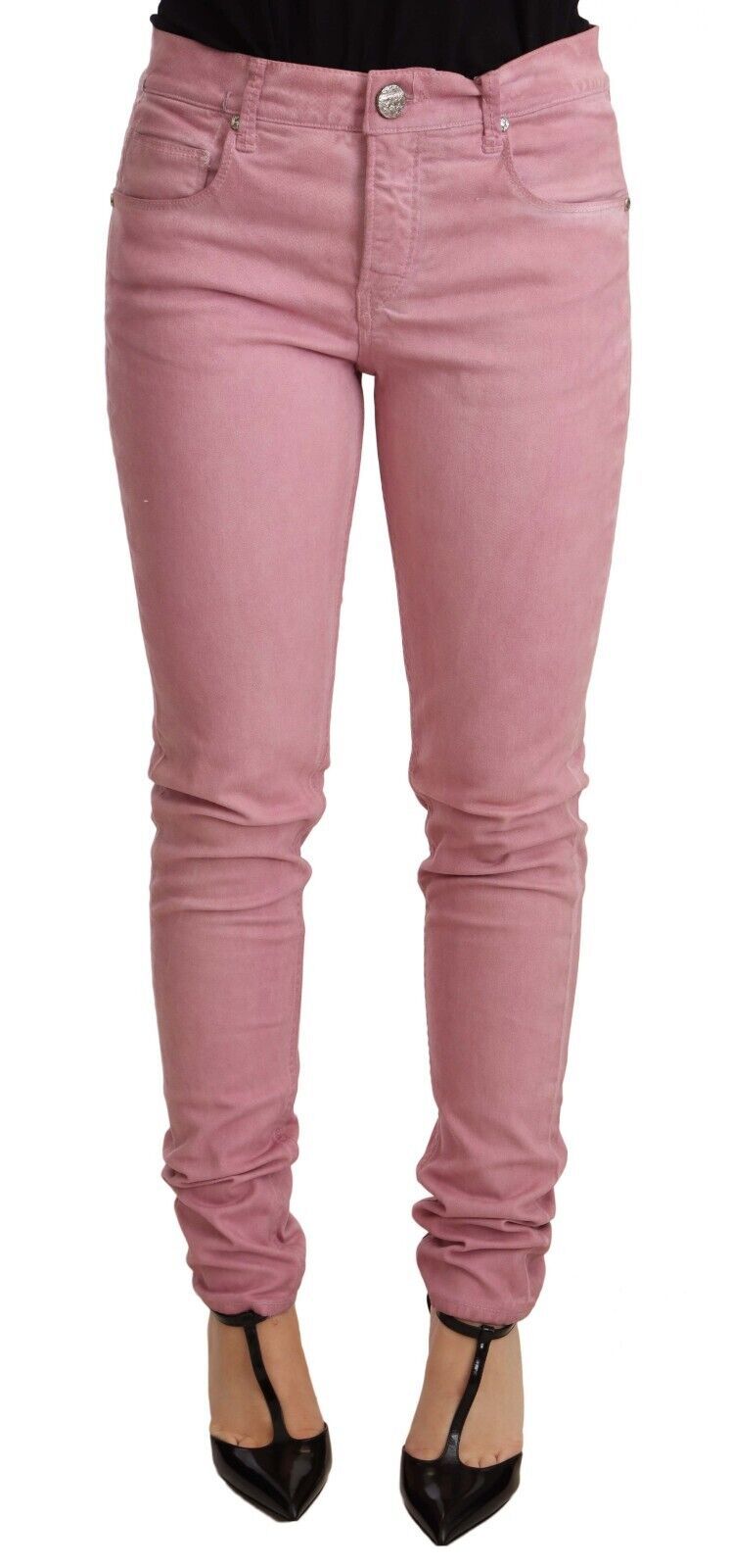 Jeans de mezclilla rosa ajustados elegantes de Acht