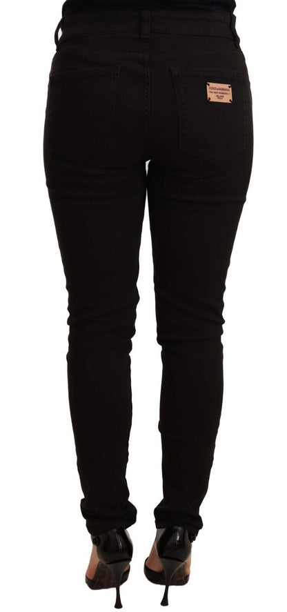 Dolce &amp; Gabbana Chic Black Mid-Waist Skinny Denim Jeans