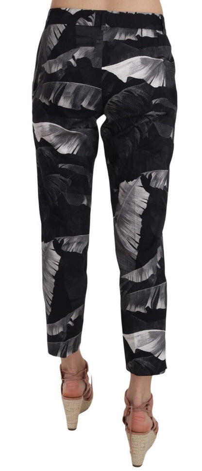 Pantalones capri elegantes con estampado de hojas de plátano en color negro de Dolce &amp; Gabbana