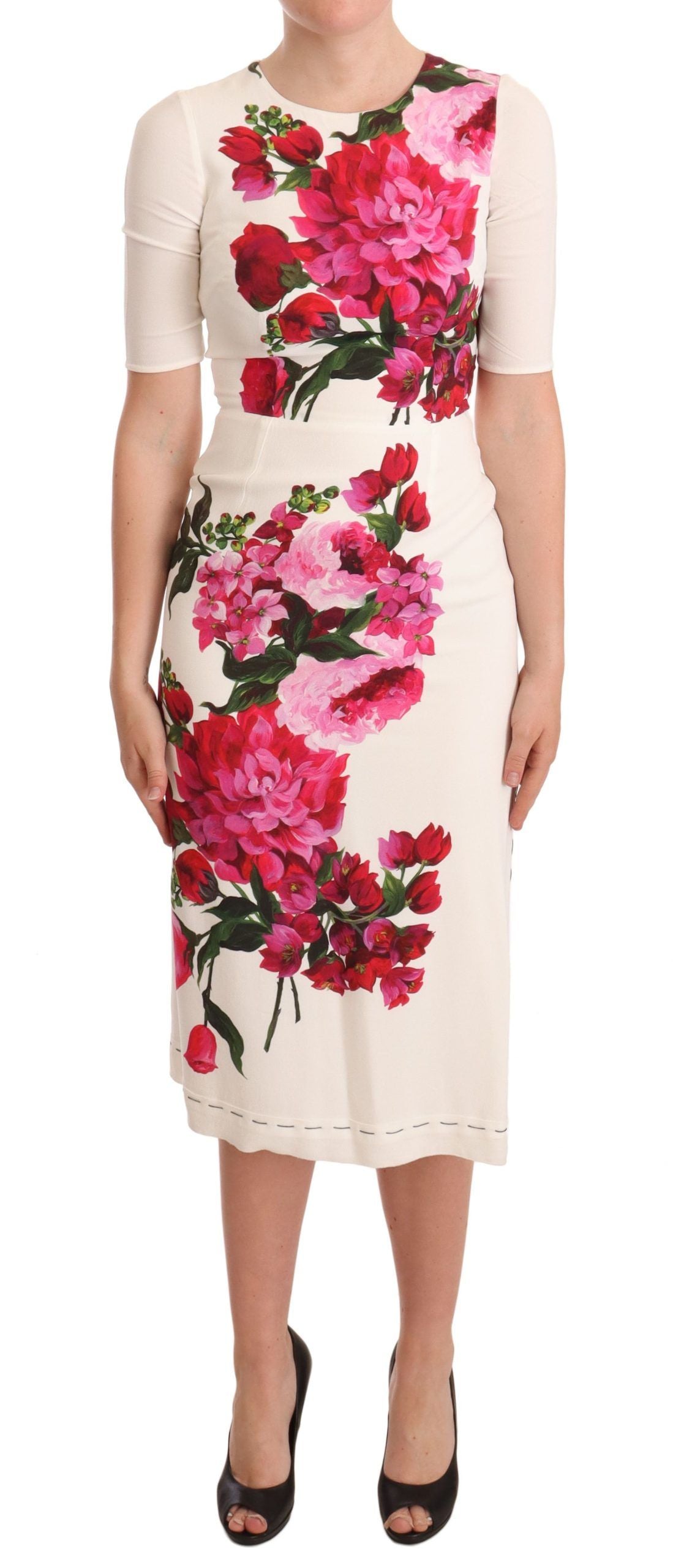 Vestido ajustado midi con estampado floral elegante de Dolce &amp; Gabbana