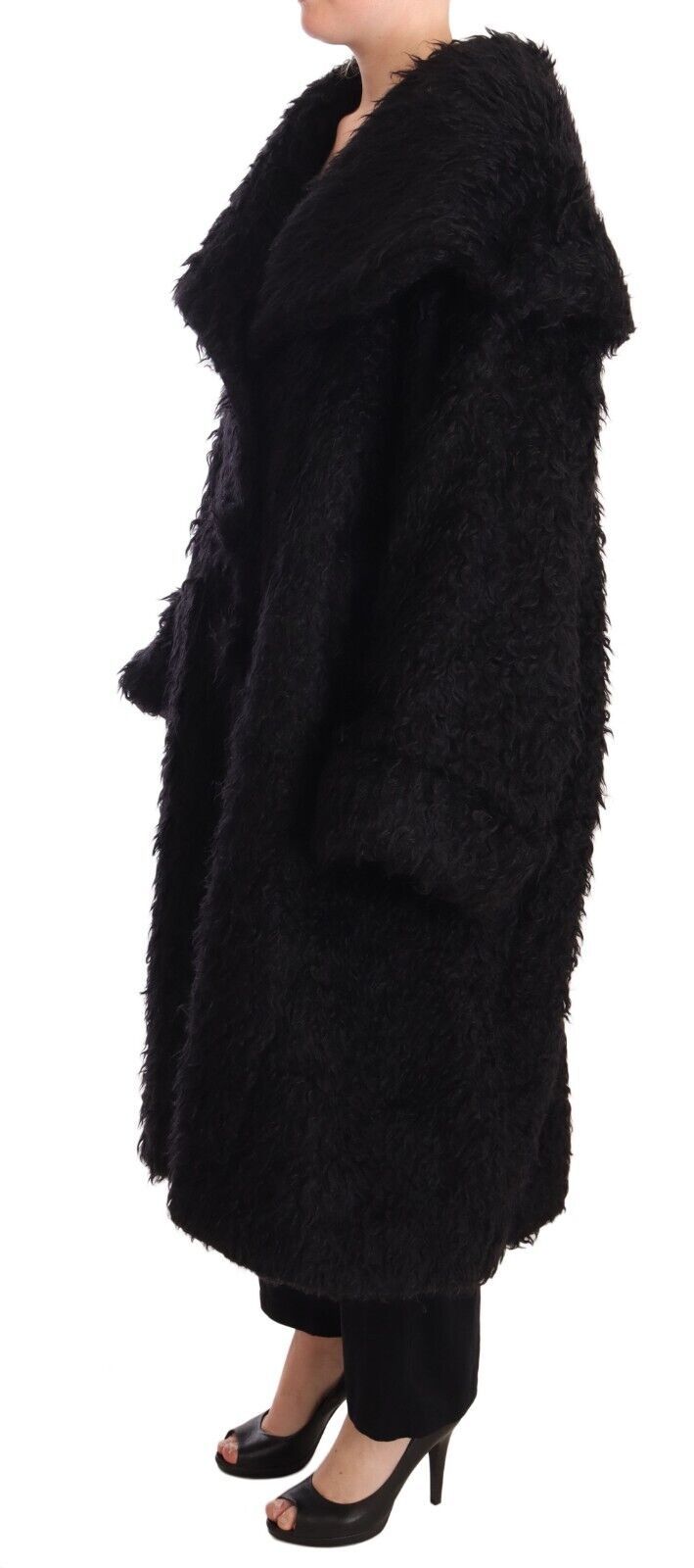 Dolce &amp; Gabbana Sleek Runway Fur Cape Trench Jacka