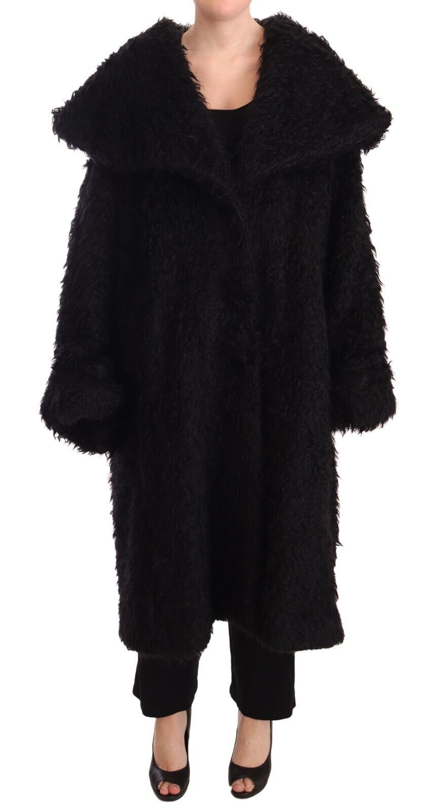 Dolce &amp; Gabbana Sleek Runway Fur Cape Trench Jacka