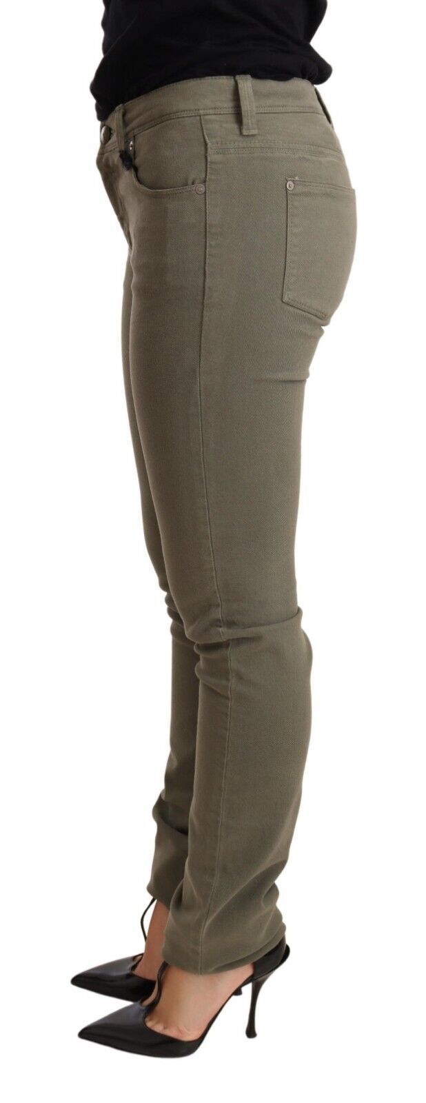 Ermanno Scervino Chic Green Skinny Jeans med låg midja