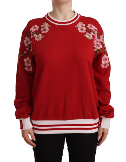 Dolce &amp; Gabbana Elegant röd crewneck-tröja med blommotiv