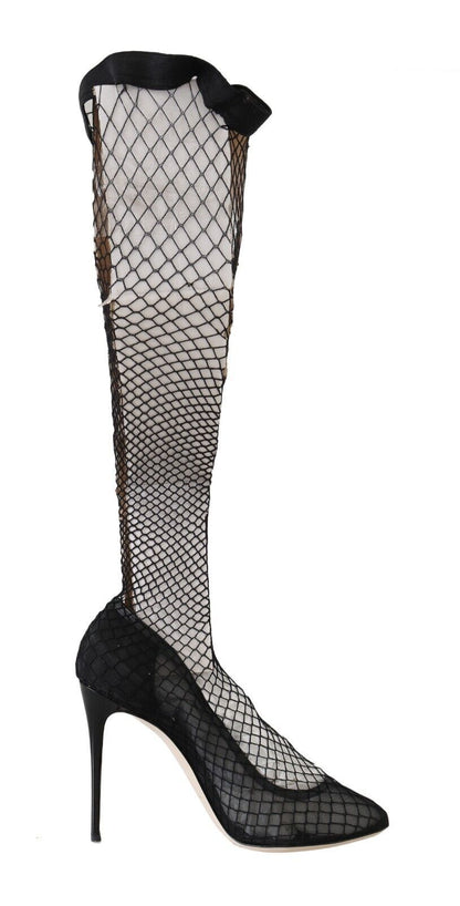 Dolce & Gabbana Elegant Netted Sock Pumps in Timeless Black