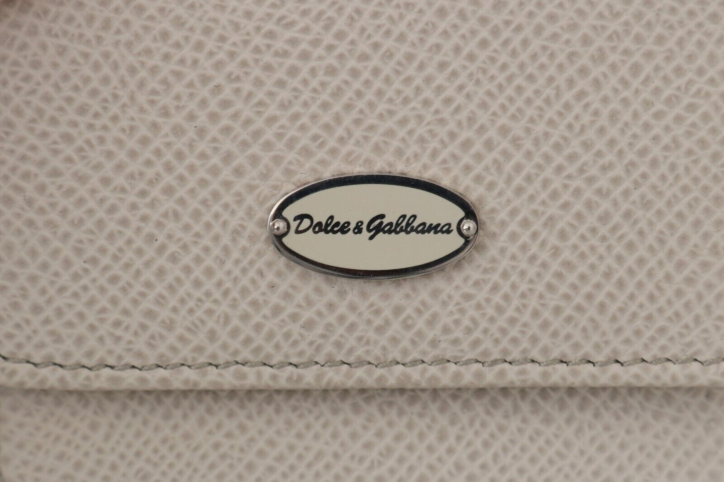 Dolce & Gabbana Chic White Leather Condom Case Wallet