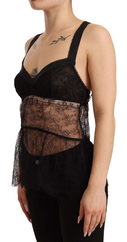 Dolce &amp; Gabbana Elegant Black Silk Underkläder Chemise