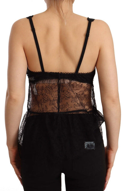 Dolce &amp; Gabbana Elegant Black Silk Underkläder Chemise