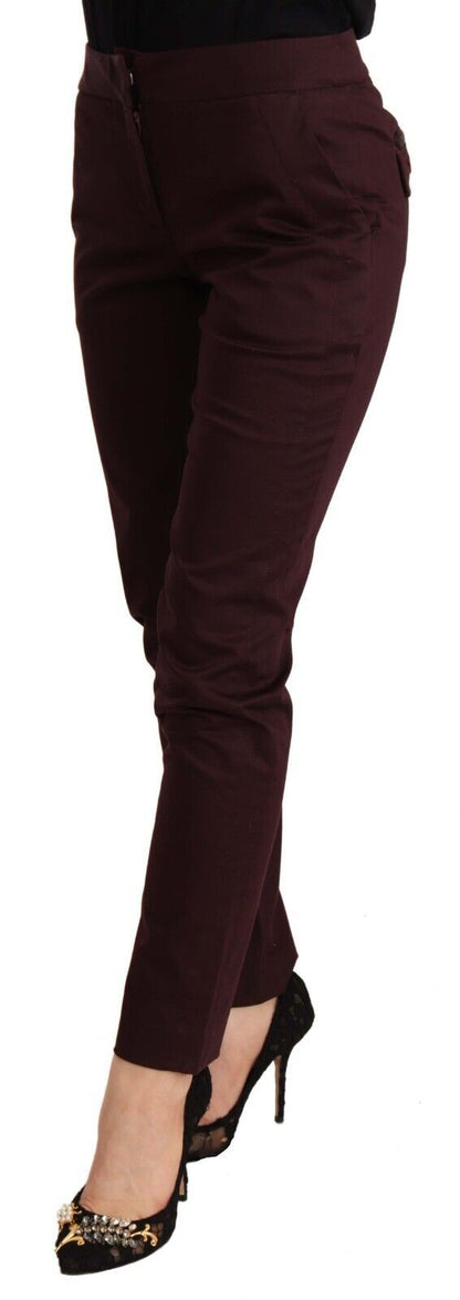 Just Cavalli Maroon Slim Fit Skinny Pants med dragkedja