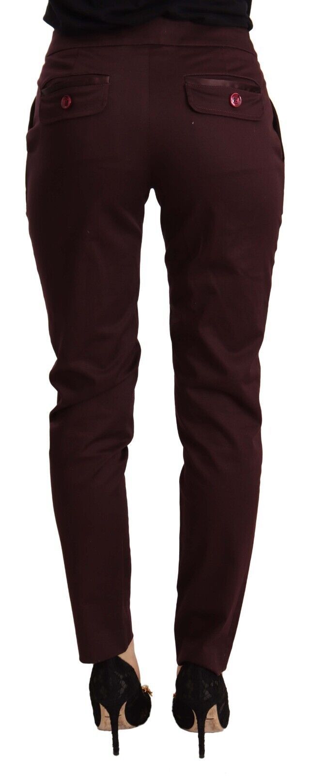 Just Cavalli Maroon Slim Fit Skinny Pants med dragkedja