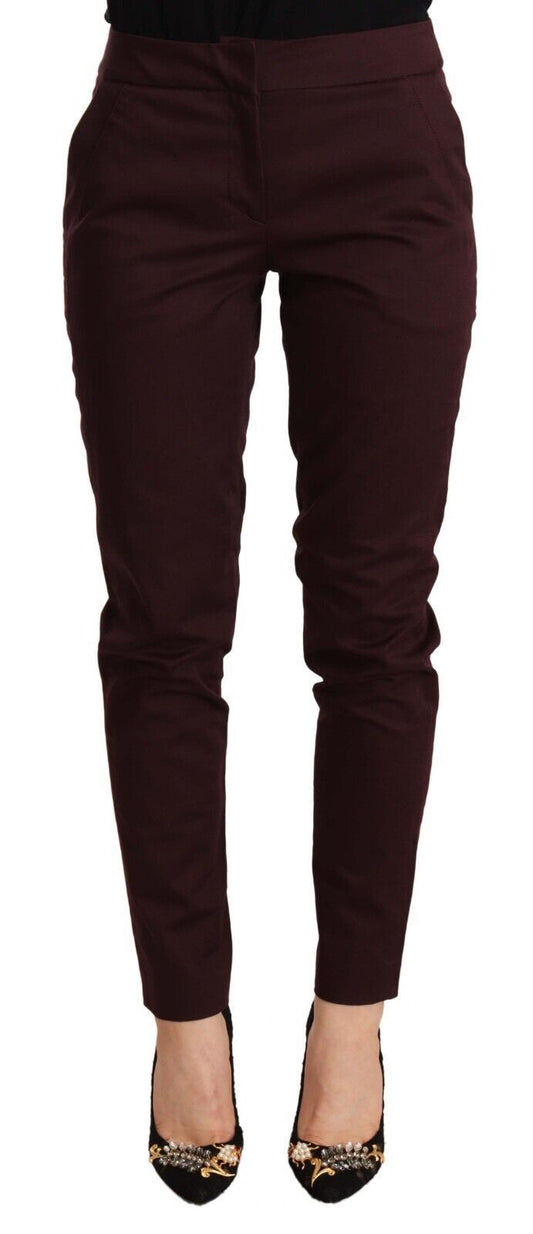 Just Cavalli Maroon Slim Fit Skinny Pants med dragkedja