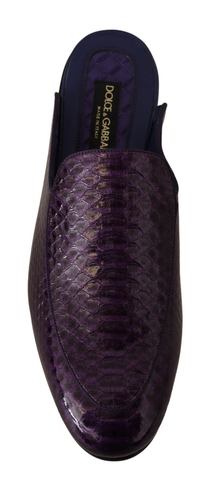 Dolce &amp; Gabbana Purple Exotic Python Läder Slides