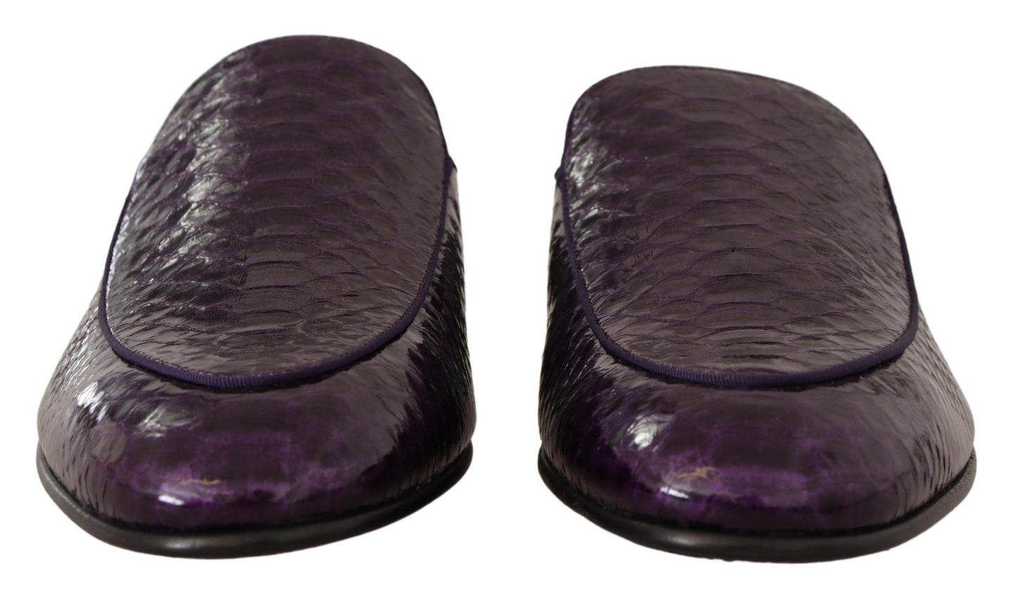 Dolce &amp; Gabbana Purple Exotic Python Läder Slides