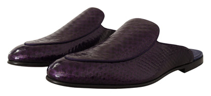 Dolce &amp; Gabbana Purple Exotic Python Läder Slides