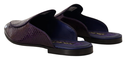 Dolce &amp; Gabbana Purple Exotic Python Läder Slides