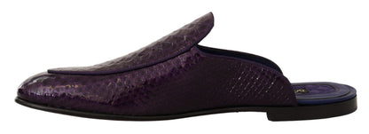 Dolce &amp; Gabbana Purple Exotic Python Läder Slides