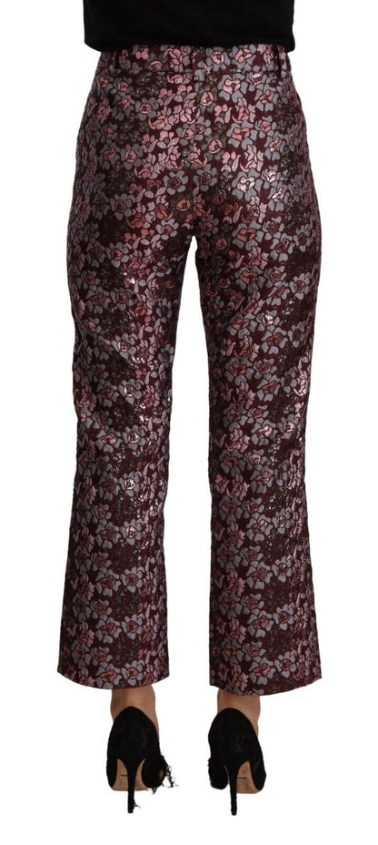 Pantalones capri acampanados de tiro alto con estampado de jacquard de House of Holland