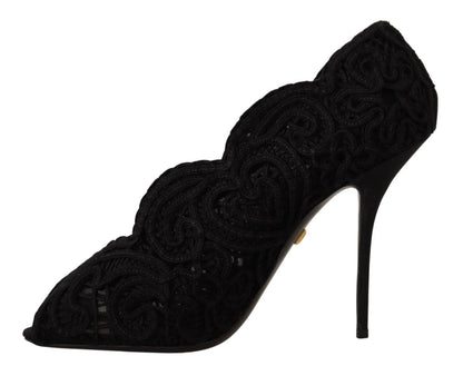 Dolce & Gabbana Elegant Black Lace Stiletto Heels