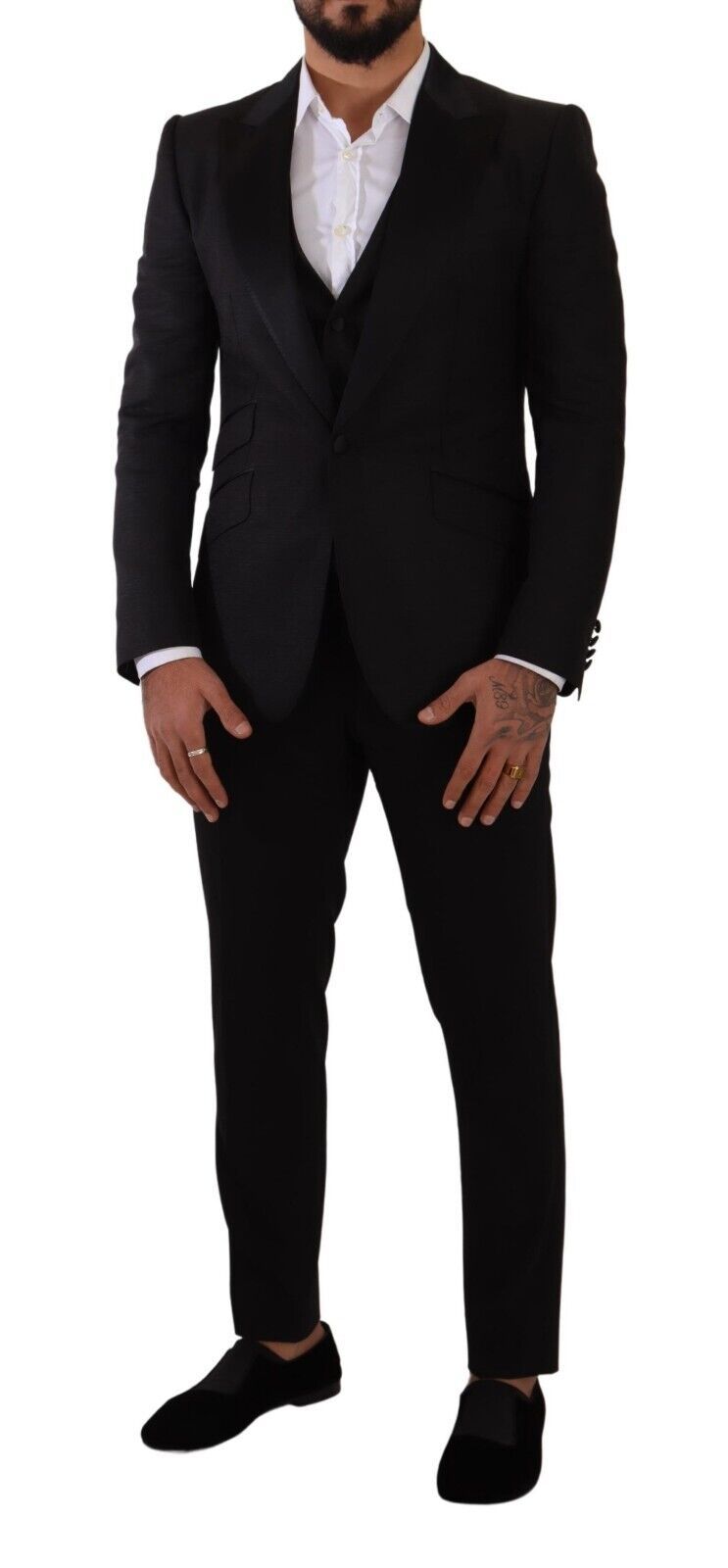 Conjunto de traje negro de corte entallado Sicilia de Dolce &amp; Gabbana