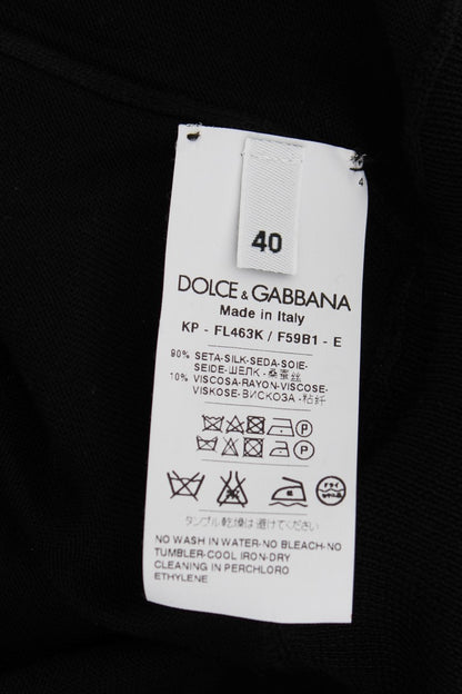 Dolce &amp; Gabbana elegant svart sidenblommig pikétopp