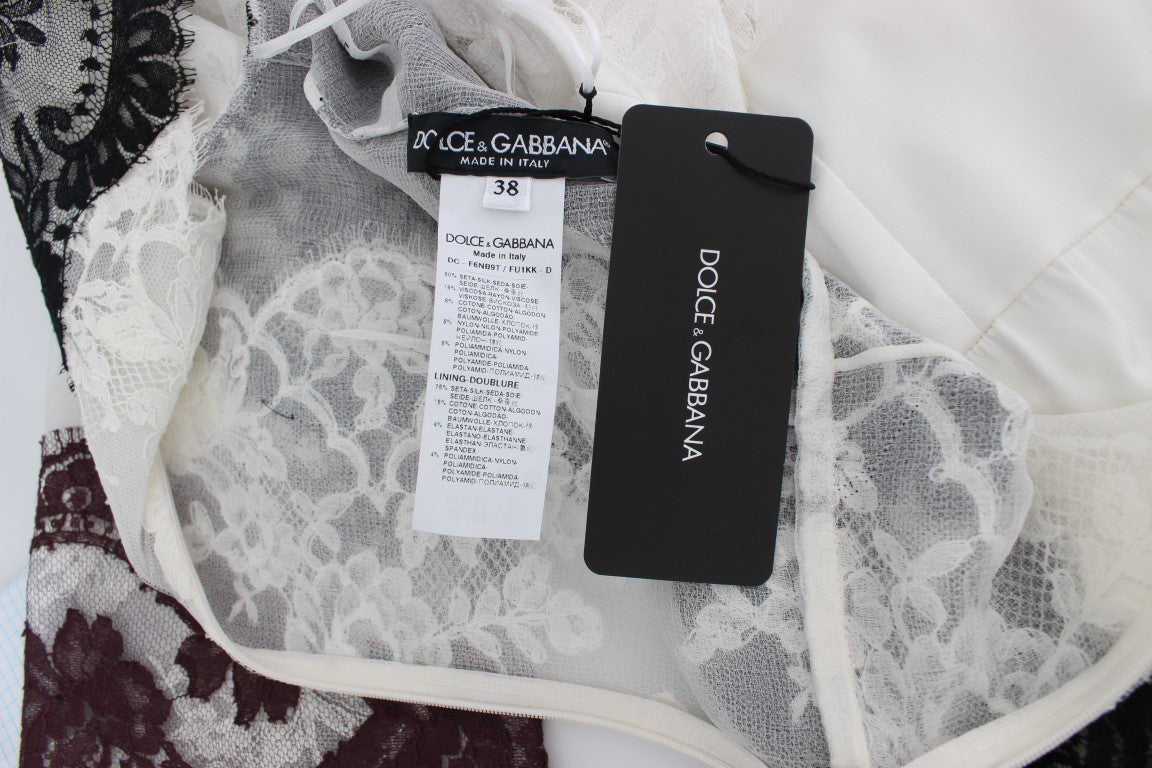 Dolce &amp; Gabbana Floral Lace Silk Blend Maxiklänning