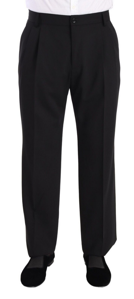 Dolce &amp; Gabbana Elegant Black Wool Tuxedo Byxa