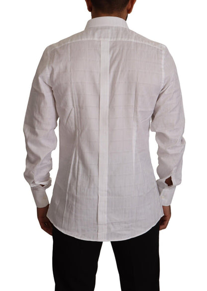 Dolce &amp; Gabbana Elegant White Cotton Dress Shirt - Slim Fit