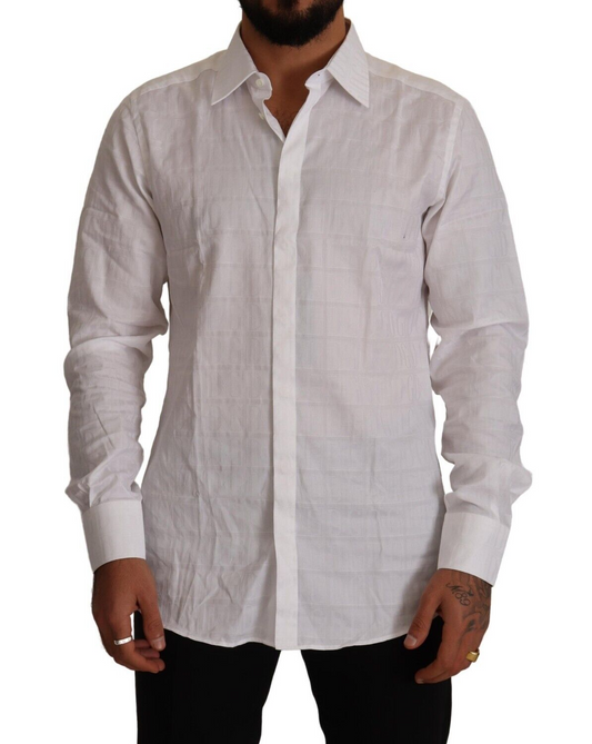 Dolce &amp; Gabbana Elegant White Cotton Dress Shirt - Slim Fit