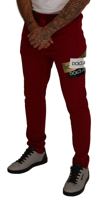 Dolce &amp; Gabbana eleganta röda joggingbyxor med dragsko