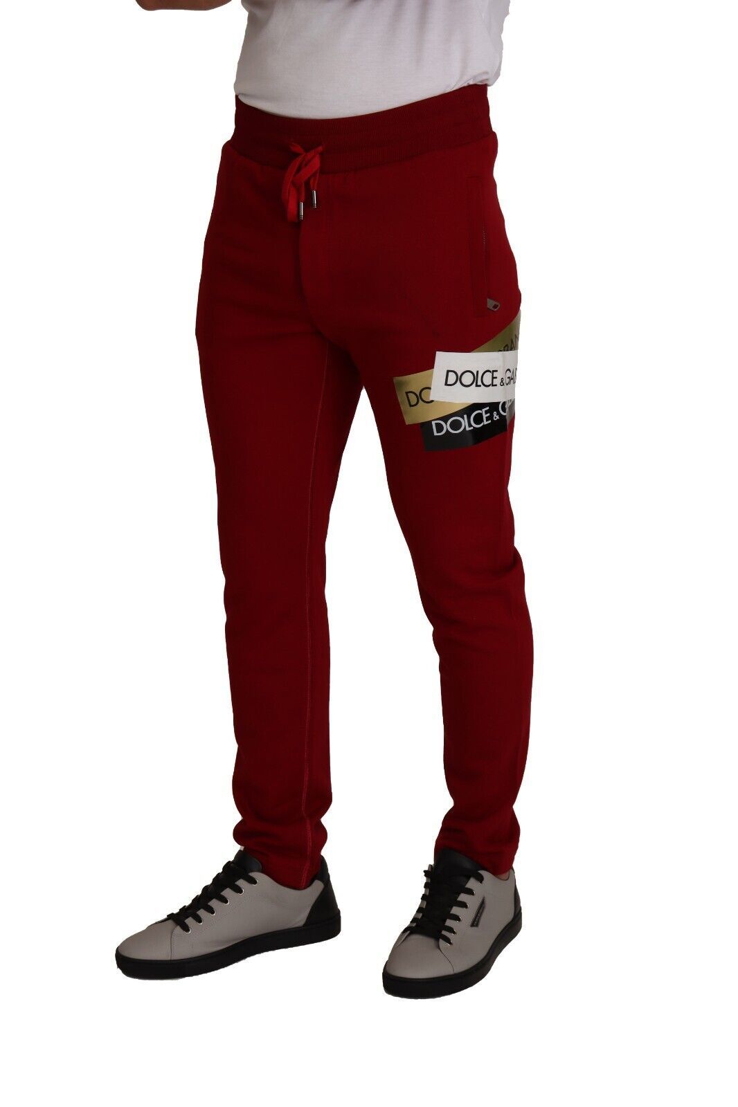 Dolce &amp; Gabbana eleganta röda joggingbyxor med dragsko