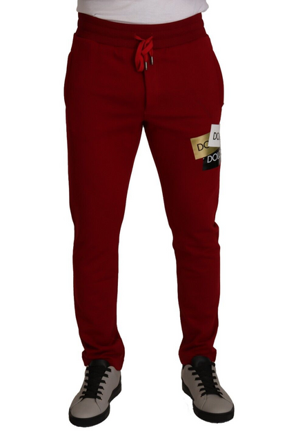 Dolce &amp; Gabbana eleganta röda joggingbyxor med dragsko