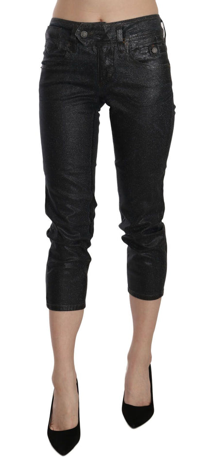 John Galliano Chic Black Mid Waist Cropped Jeans