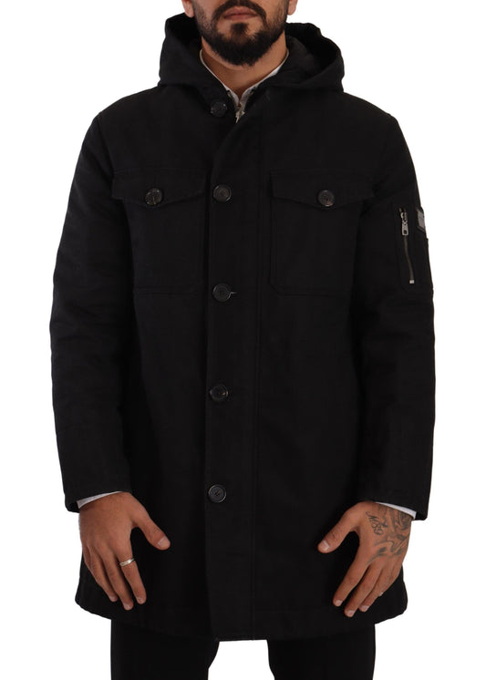 Dolce &amp; Gabbana Elegant Black Parka Huvjacka