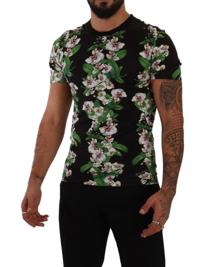 Dolce &amp; Gabbana Elegant Floral Crewneck T-shirt för män