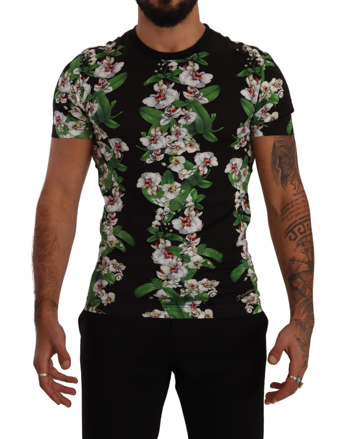 Dolce &amp; Gabbana Elegant Floral Crewneck T-shirt för män