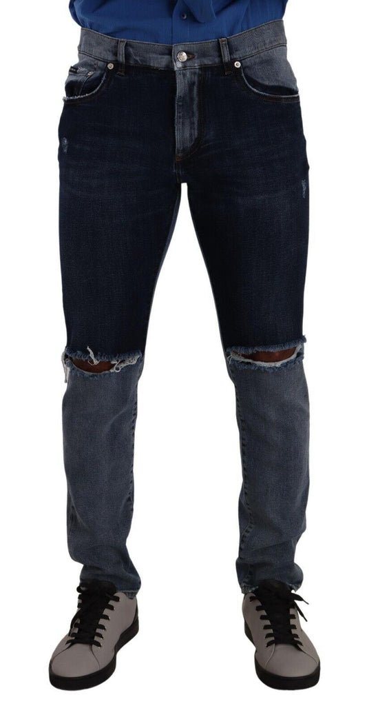 Dolce &amp; Gabbana Chic Slim Fit Tattered Denim