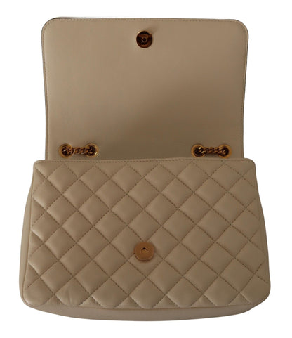 Elegante bolso de hombro de piel de napa blanca de Versace