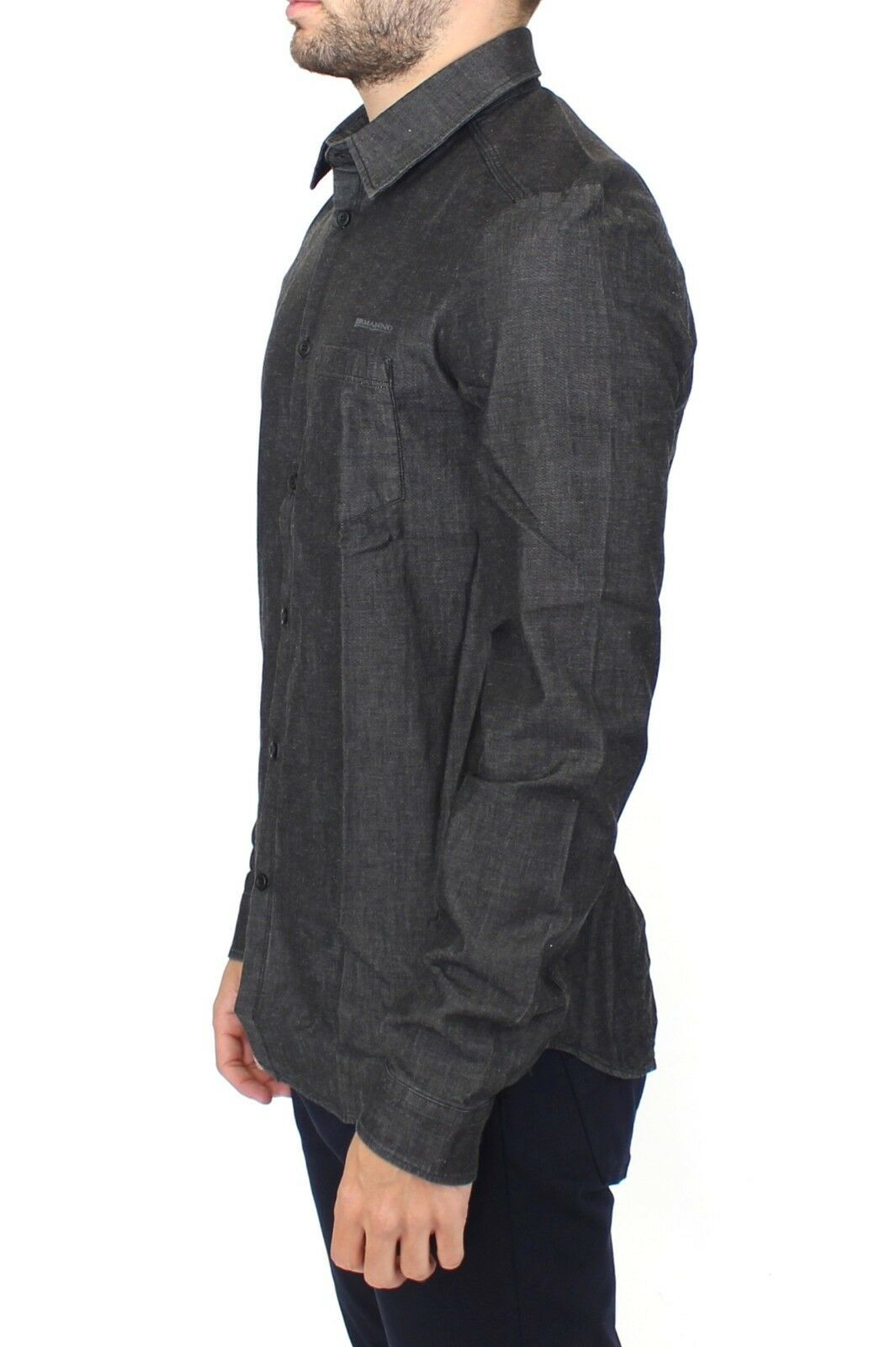 Ermanno Scervino Elegante camisa casual de mezclilla elástica gris