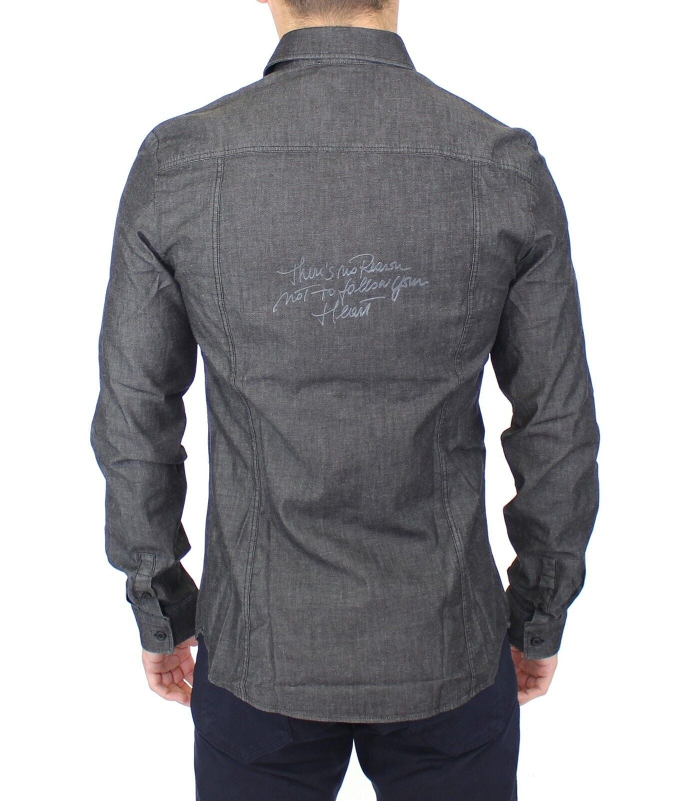 Ermanno Scervino Elegante camisa casual de mezclilla elástica gris