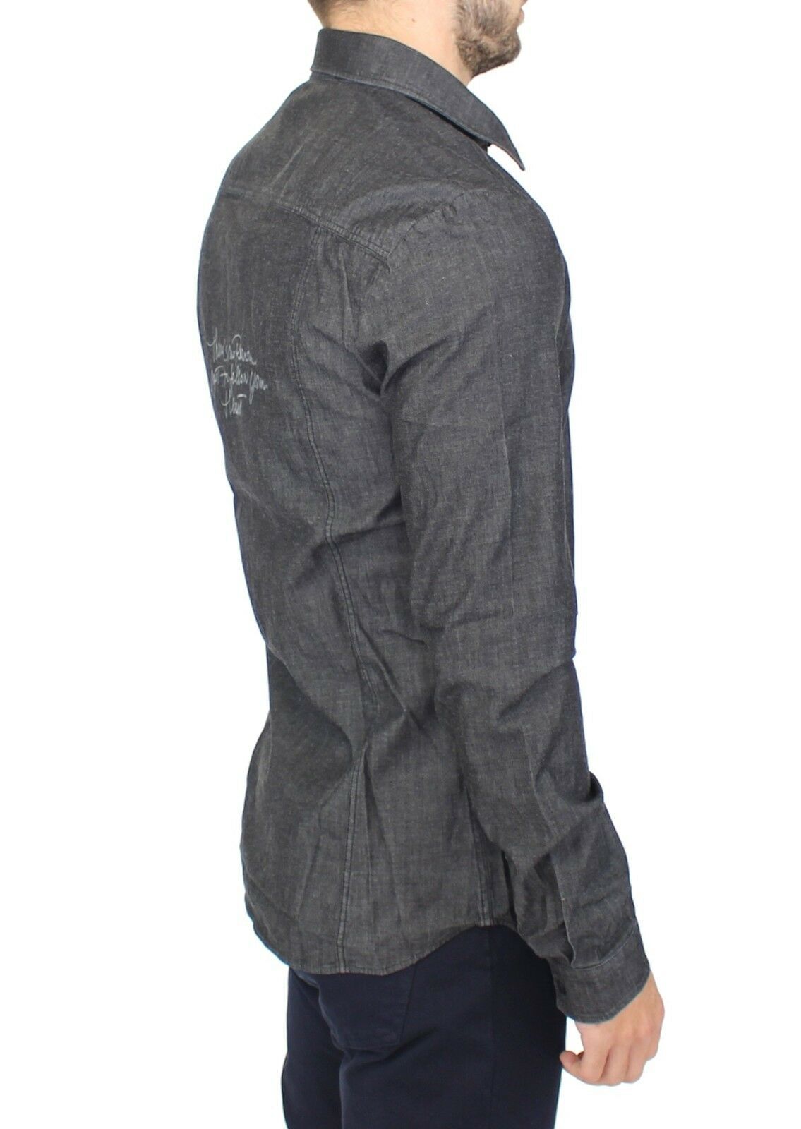 Ermanno Scervino Elegante camisa casual de mezclilla elástica gris