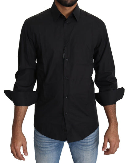 Dolce &amp; Gabbana Elegant Black Slim Fit Dress Shirt