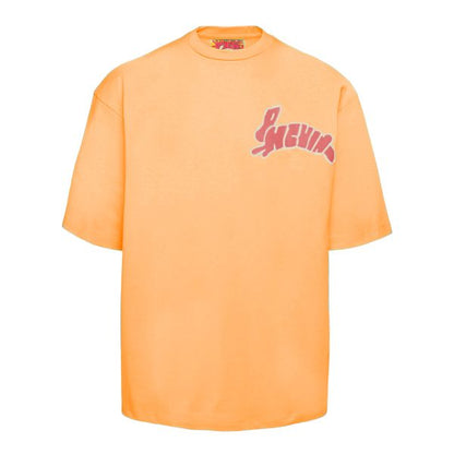 Apoteksindustrin Vibrerande orange grafisk t-shirt med rund hals