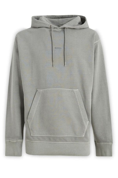 Sudadera con capucha de algodón gris elegante de Hugo Boss