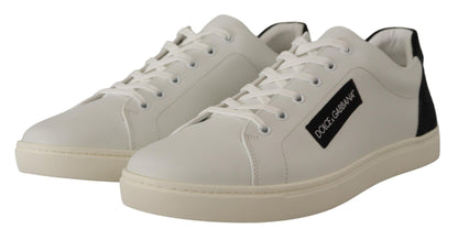 Dolce &amp; Gabbana Elegant White Leather Low Top Sneakers