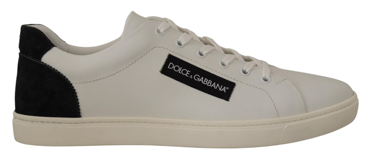 Dolce &amp; Gabbana Elegant White Leather Low Top Sneakers