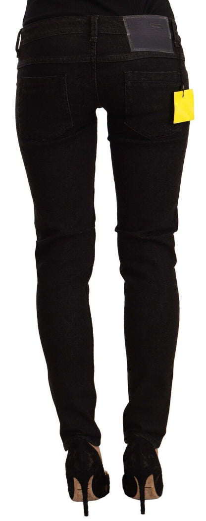 Acht Elegant skinny svarta jeans med låg midja