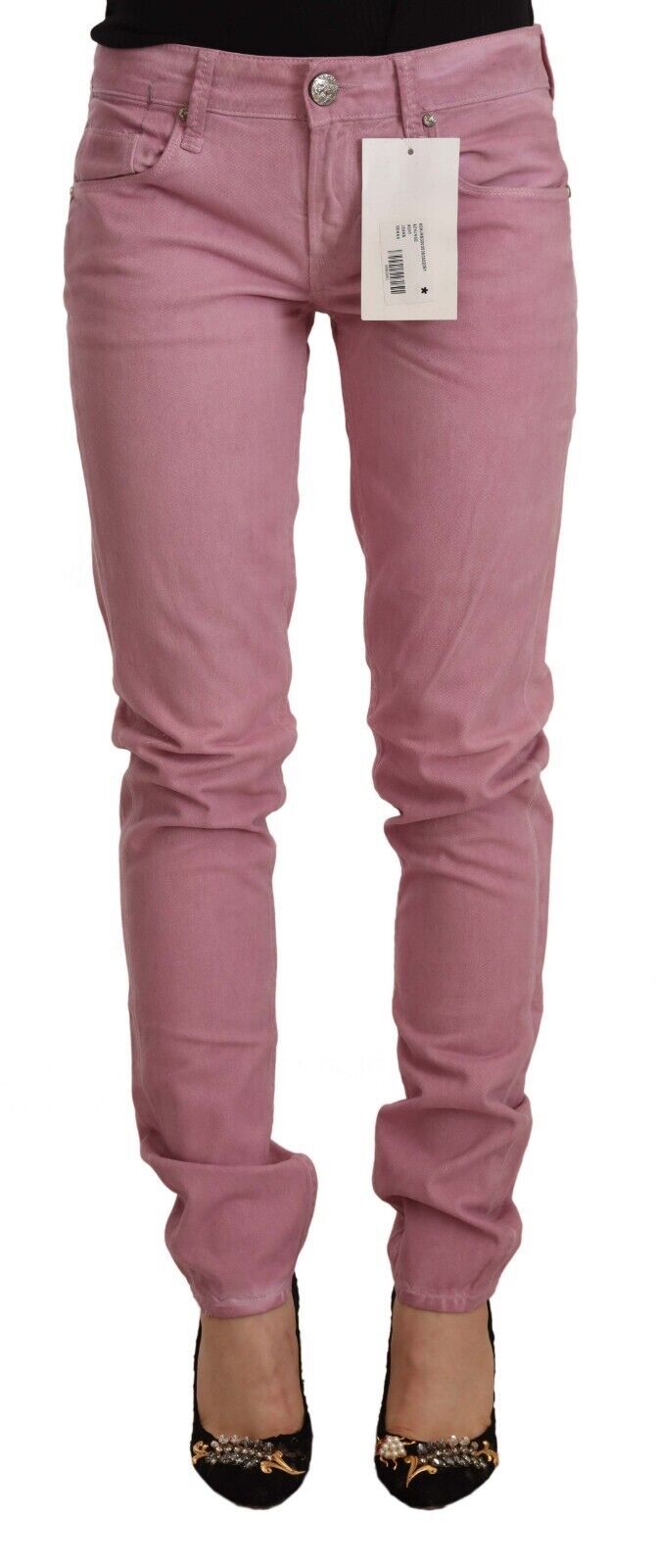 Jeans de mezclilla ajustados de color rosa elegantes de Acht